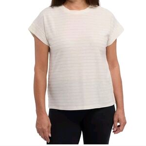 NWT Ellen Tracy Women's Glitter‎ Stripe Blouse Top Cream